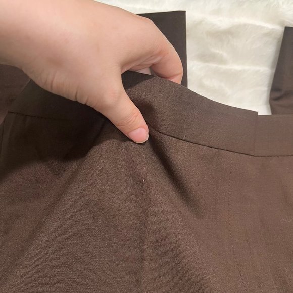 Lafayette 148 Brown Sz 10 Pleated Wool Blend Ankle Length Office Slacks - Picture 11 of 12